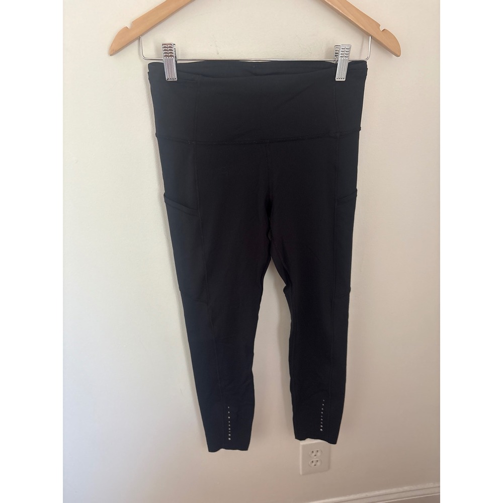 Lululemon Speed Up Tight 25 Black Running‎ Leggings Pockets Reflective Size 6